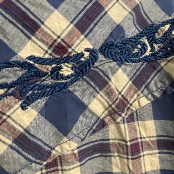 Guess Mens XL Plaid Black Pearl Snap Long Sleeve Western Style Shirt Embroidered - Picture 8 of 8